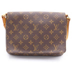 Louis Vuitton Monogram Musette Tango Shoulder Bag Brown Leather Gold