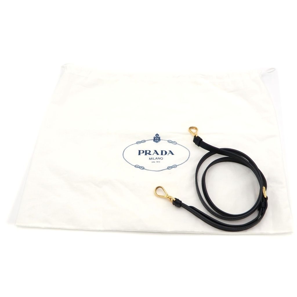 Prada Triangle Logo 2-Way Shoulder Bag Minihandbag Black Saffiano Leather Gold — view 8