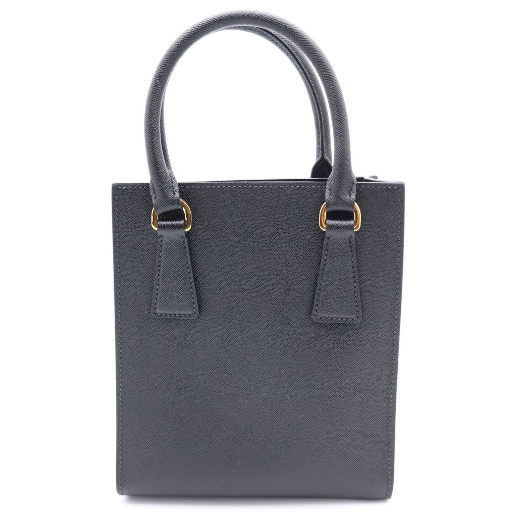 Prada Triangle Logo 2-Way Shoulder Bag Minihandbag Black Saffiano Leather Gold — view 2
