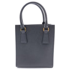Prada Triangle Logo 2-Way Shoulder Bag Minihandbag Black Saffiano Leather Gold — view 2
