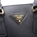Prada Triangle Logo 2-Way Shoulder Bag Minihandbag Black Saffiano Leather Gold — view 6
