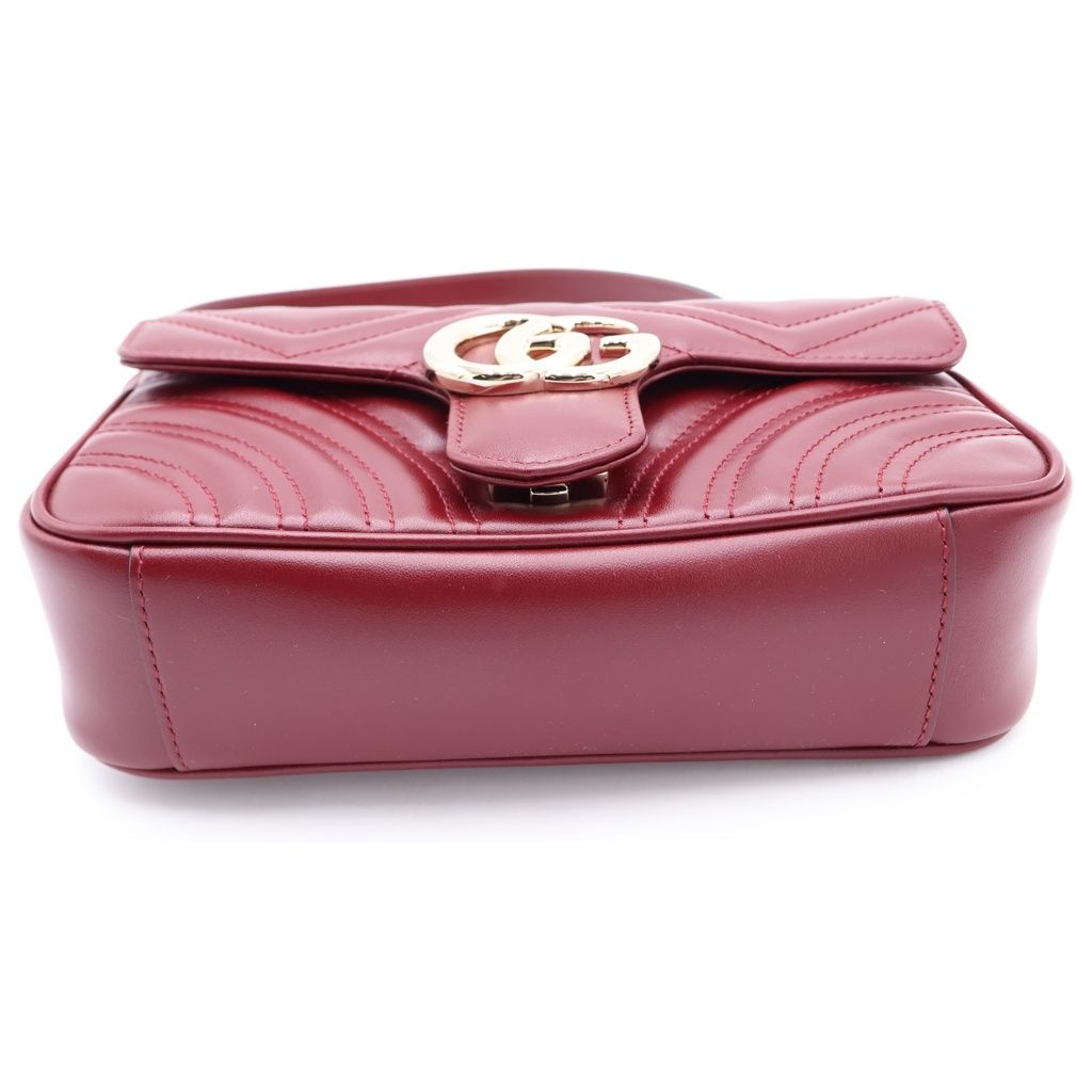 Gucci GG Marmont Chain Shoulder Bag Bordeaux Leather Gold — view 4
