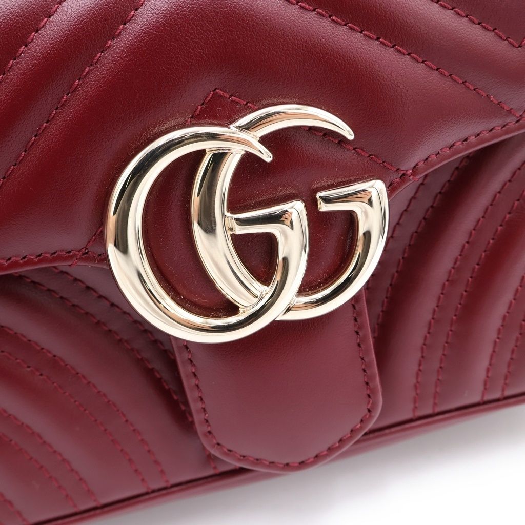 Gucci GG Marmont Chain Shoulder Bag Bordeaux Leather Gold — view 6