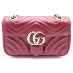 Gucci GG Marmont Chain Shoulder Bag Bordeaux Leather Gold