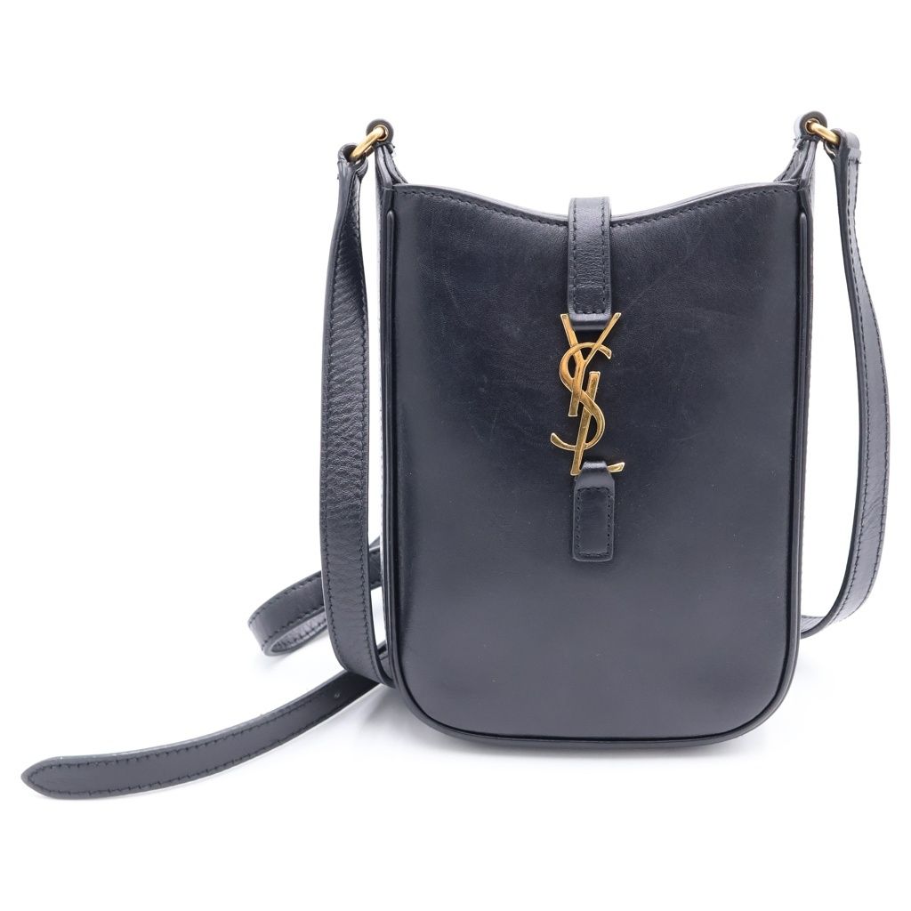 Saint Laurent Paris Mini Tee Shoulder Bag Fo Black Leather Gold
