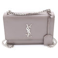 Saint Laurent Paris Chain Shoulder Bag Gray Ju Leather Silver