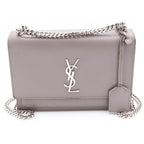 Saint Laurent Paris Chain Shoulder Bag Gray Ju Leather Silver