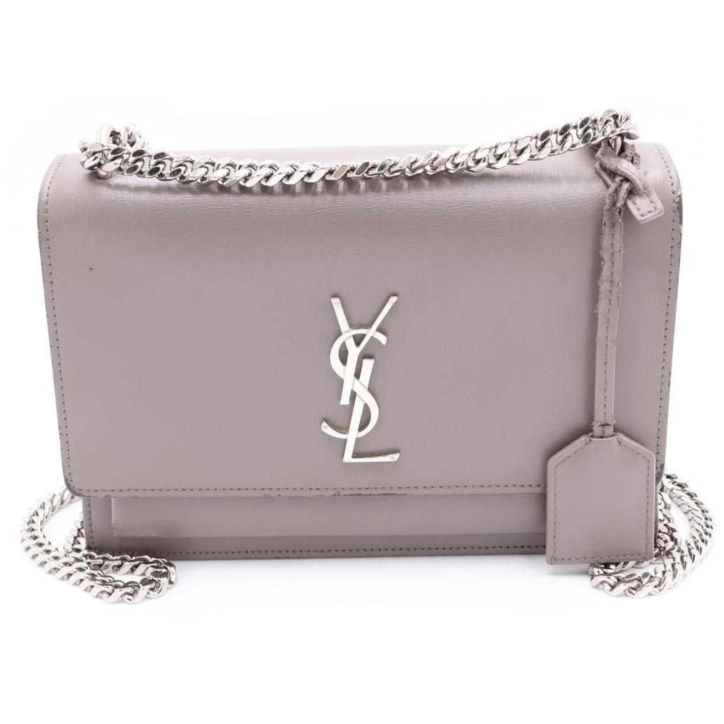 Saint Laurent Paris Chain Shoulder Bag Gray Ju Leather Silver