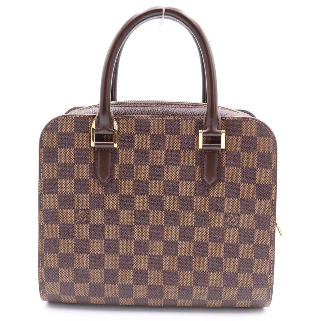 Louis Vuitton Damier Triana Handbag Brown Leather Gold