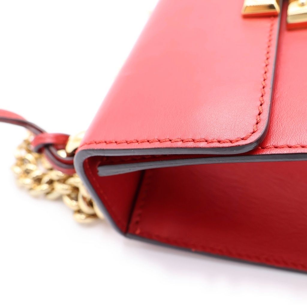Gucci Padlock Shoulder Bag Chain Red Leather Gold — view 6