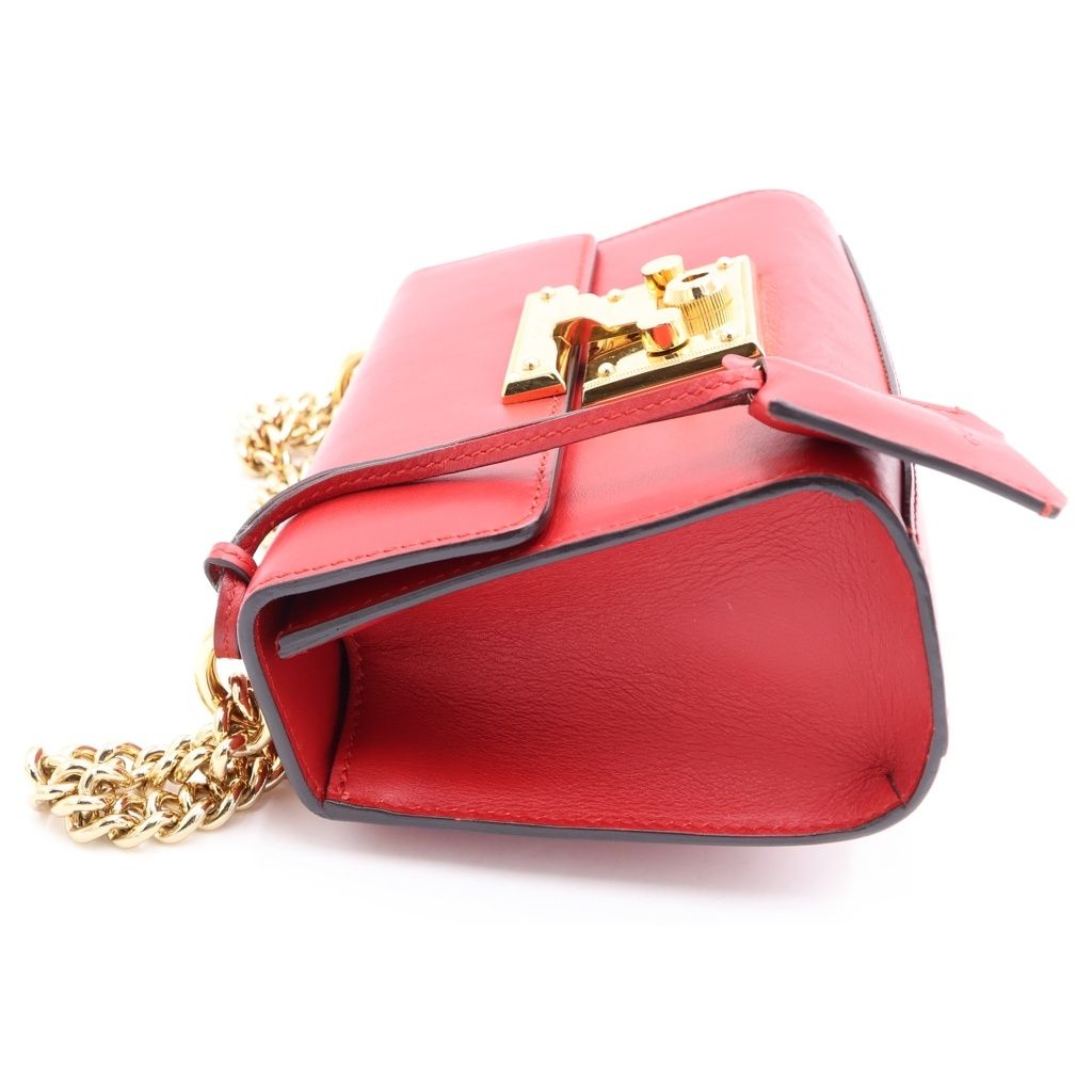 Gucci Padlock Shoulder Bag Chain Red Leather Gold — view 3