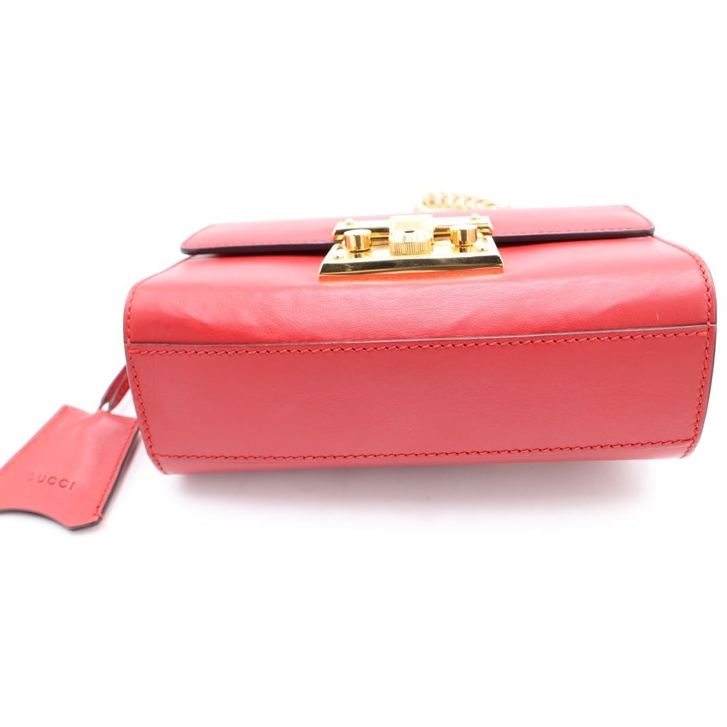 Gucci Padlock Shoulder Bag Chain Red Leather Gold — view 4