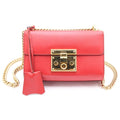 Gucci Padlock Shoulder Bag Chain Red Leather Gold