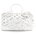 Loewe Amazona 28 Boston Bag White Leather Silver