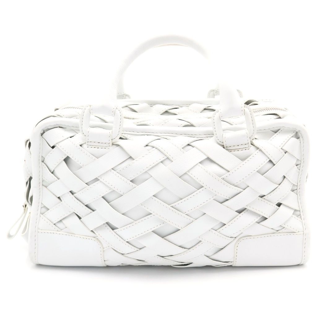 Loewe Amazona 28 Boston Bag White Leather Silver — view 2