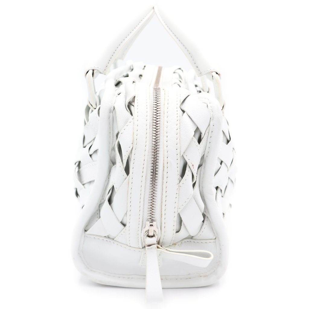 Loewe Amazona 28 Boston Bag White Leather Silver — view 3