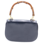 Gucci Bamboo Handback 2-Way Back Leather Navy Handbag — view 2