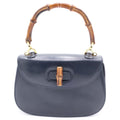 Gucci Bamboo Handback 2-Way Back Leather Navy Handbag