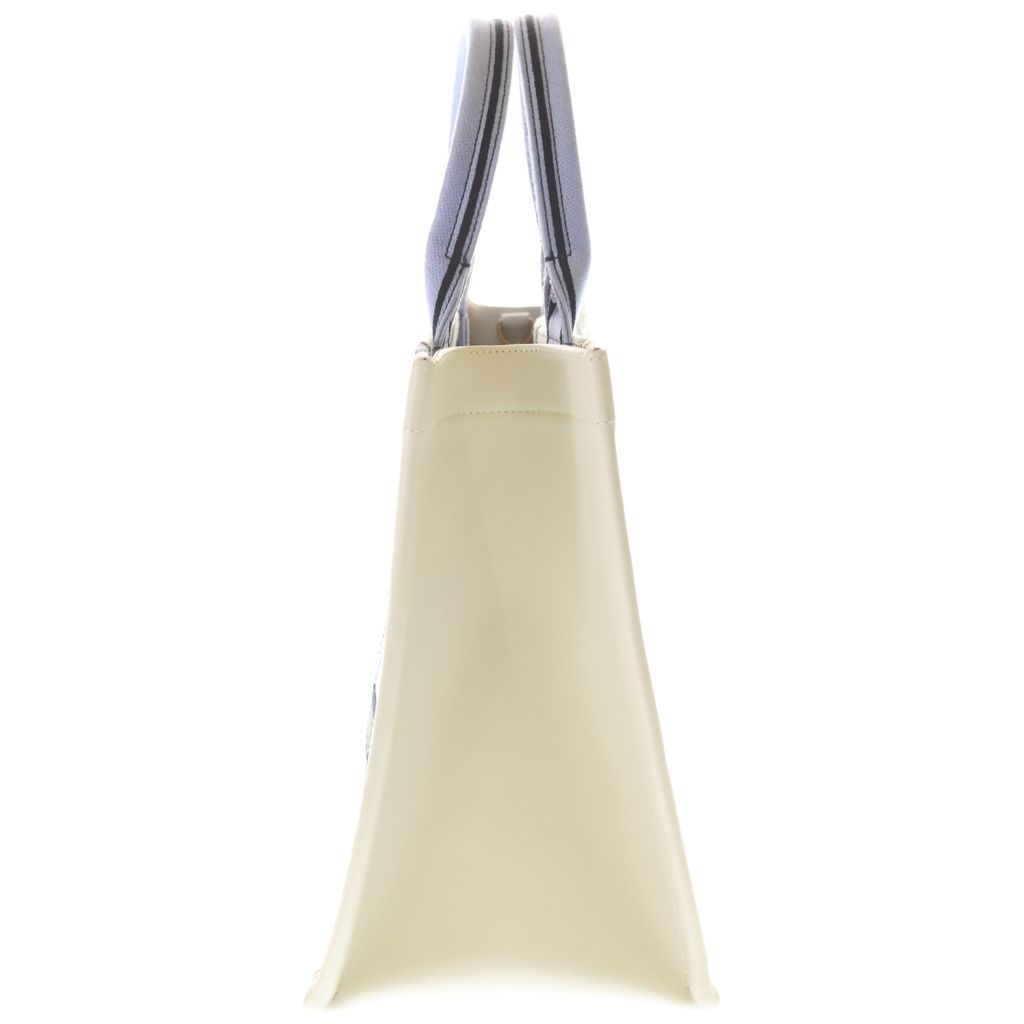 Dior Book Tote 2-Way Shoulder Bag White Lightblue Leather Canvas — view 3