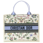 Dior Book Tote 2-Way Shoulder Bag White Lightblue Leather Canvas
