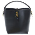 Saint Laurent Paris Bucket 2-Way Shoulder Bag Black Leather Gold