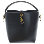 Saint Laurent Paris Bucket 2-Way Shoulder Bag Black Leather Gold