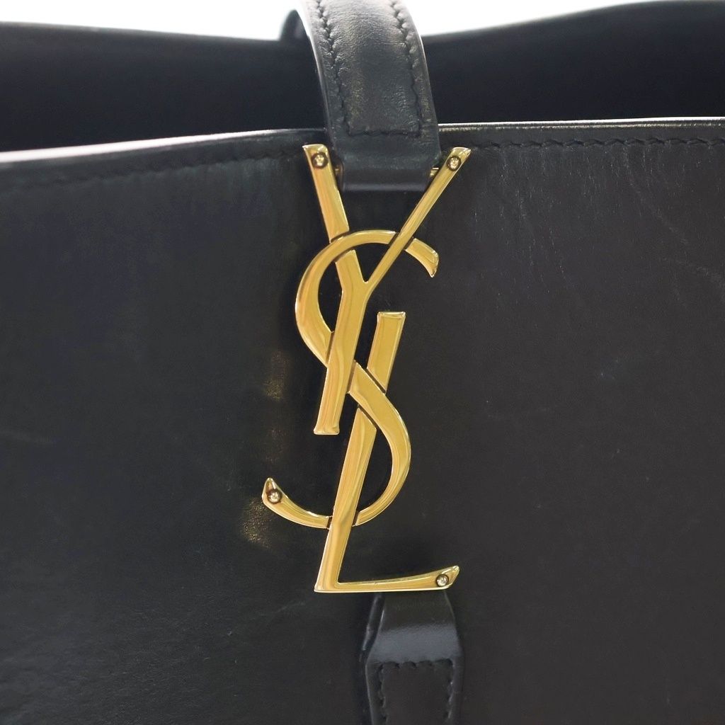 Saint Laurent Paris Bucket 2-Way Shoulder Bag Black Leather Gold — view 6