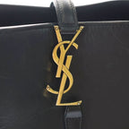 Saint Laurent Paris Bucket 2-Way Shoulder Bag Black Leather Gold — view 6