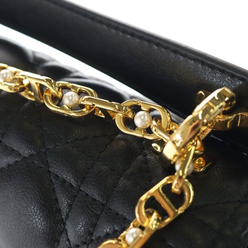 Dior Joli Chain Shoulder Bag Black Leather Gold — view 7