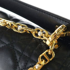 Dior Joli Chain Shoulder Bag Black Leather Gold — view 7