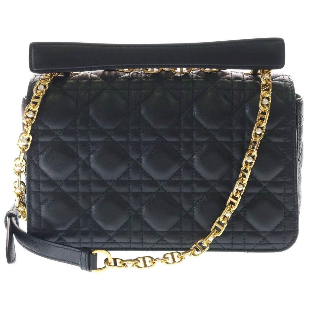 Dior Joli Chain Shoulder Bag Black Leather Gold — view 2