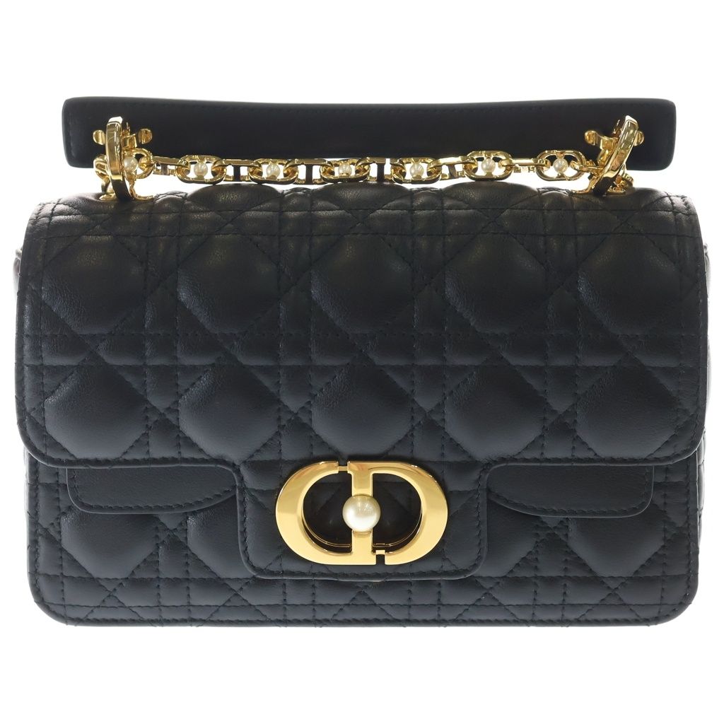 Dior Joli Chain Shoulder Bag Black Leather Gold