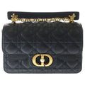 Dior Joli Chain Shoulder Bag Black Leather Gold