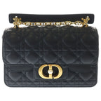Dior Joli Chain Shoulder Bag Black Leather Gold