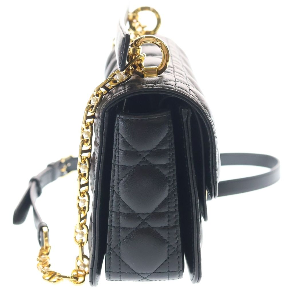 Dior Joli Chain Shoulder Bag Black Leather Gold — view 3