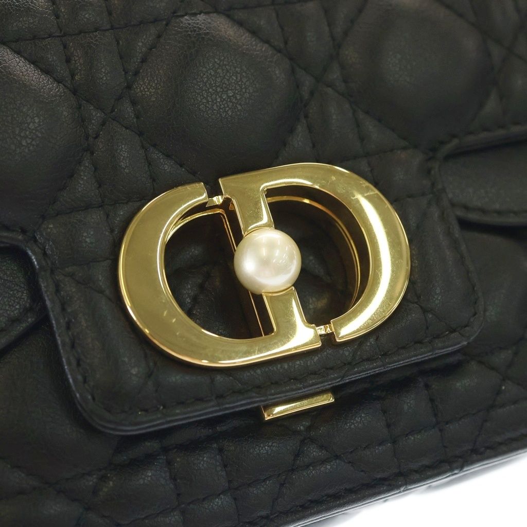 Dior Joli Chain Shoulder Bag Black Leather Gold — view 6