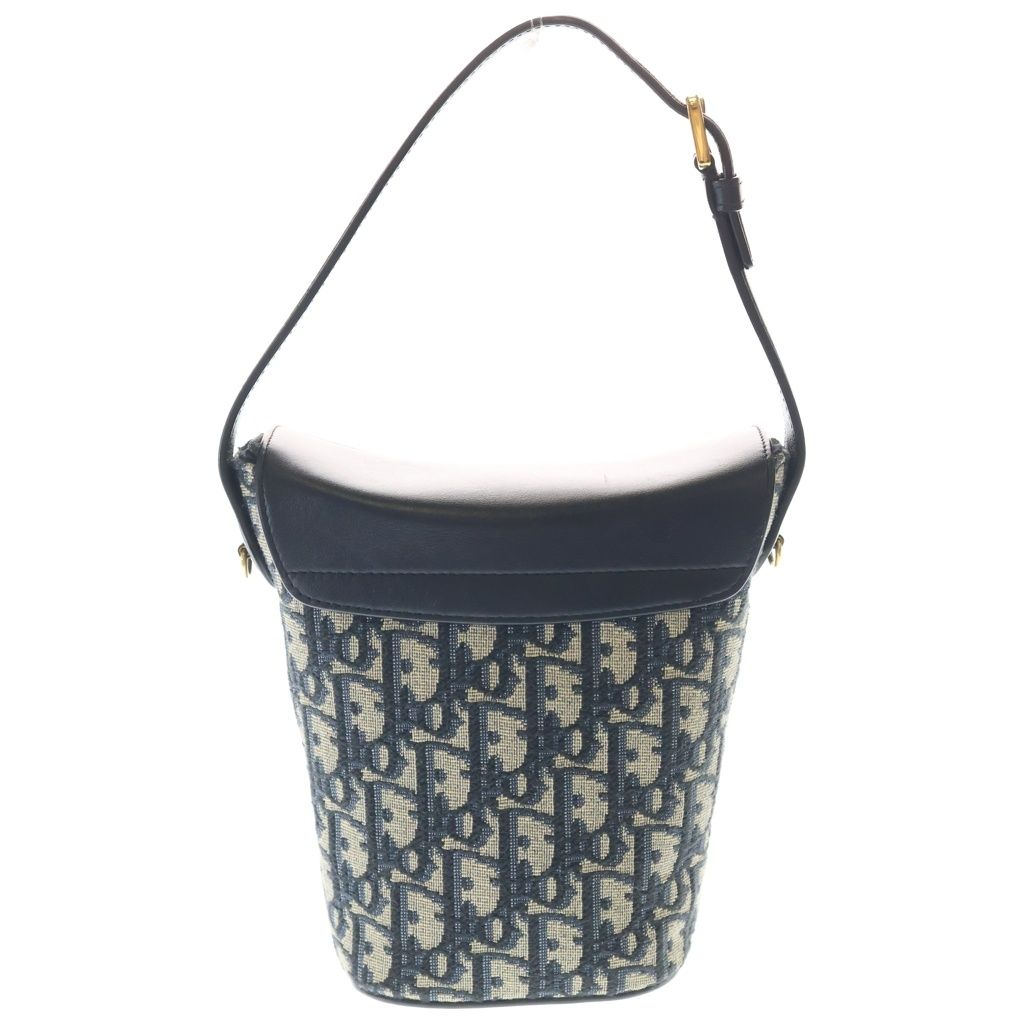 Dior 30 Monte New Di luamba Mini Bucket Bag Shoulder Bag Navy Leather Canvas Gold — view 2