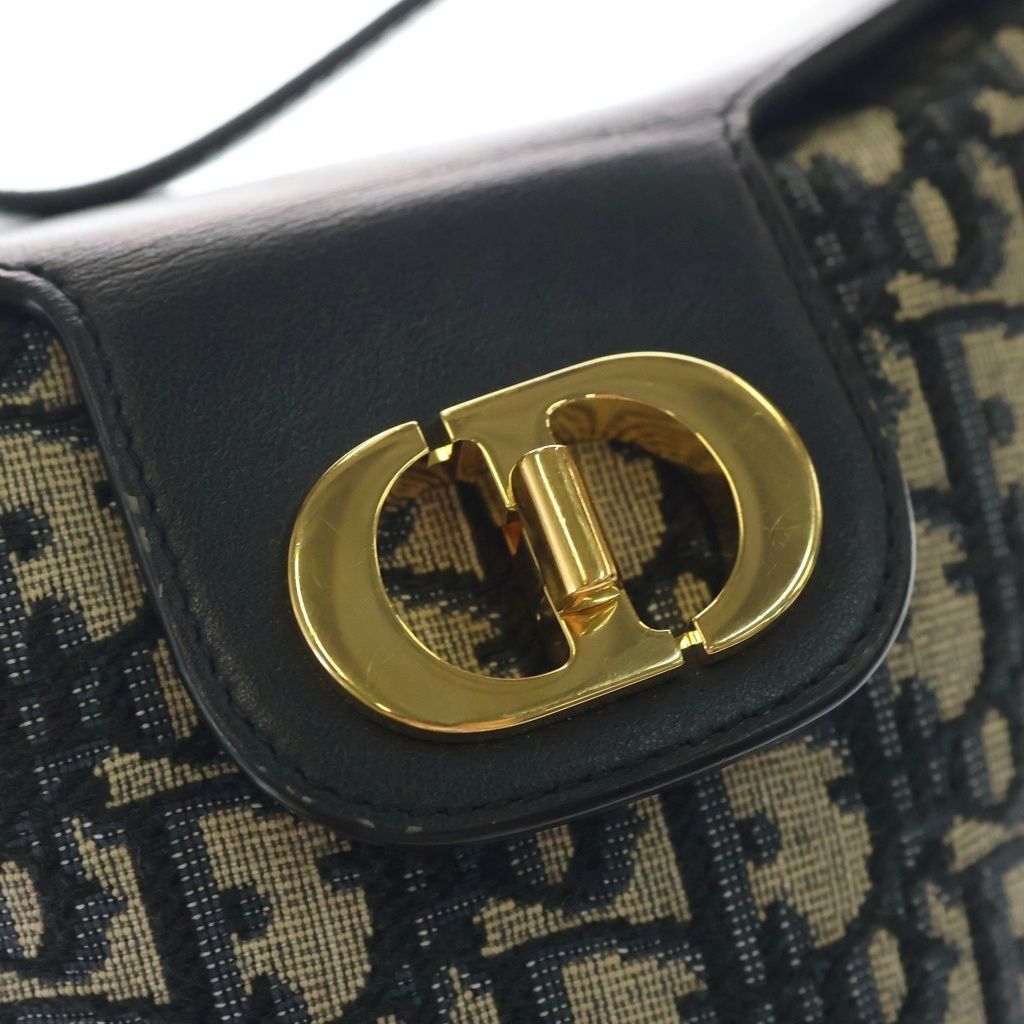 Dior 30 Monte New Di luamba Mini Bucket Bag Shoulder Bag Navy Leather Canvas Gold — view 6