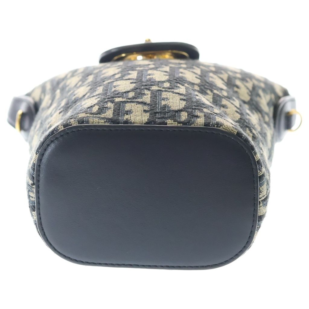 Dior 30 Monte New Di luamba Mini Bucket Bag Shoulder Bag Navy Leather Canvas Gold — view 4