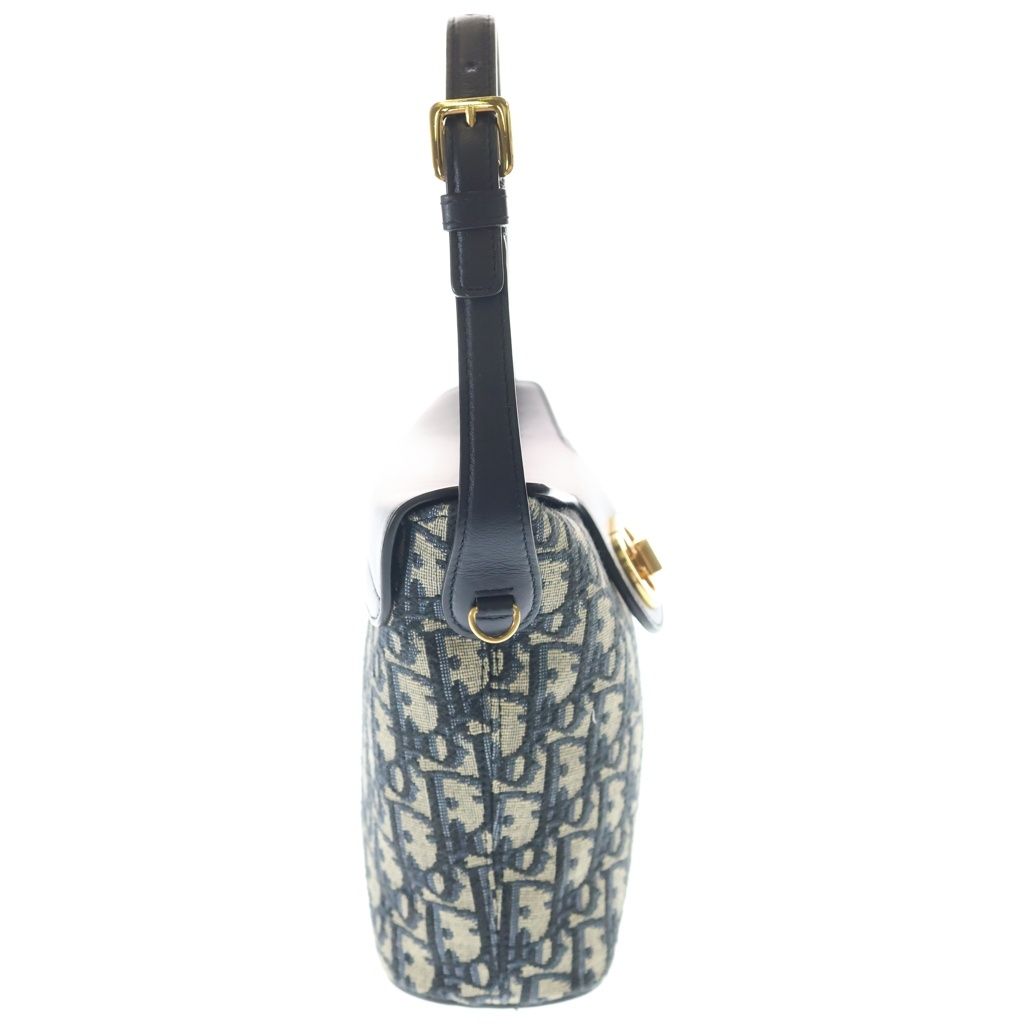 Dior 30 Monte New Di luamba Mini Bucket Bag Shoulder Bag Navy Leather Canvas Gold — view 3