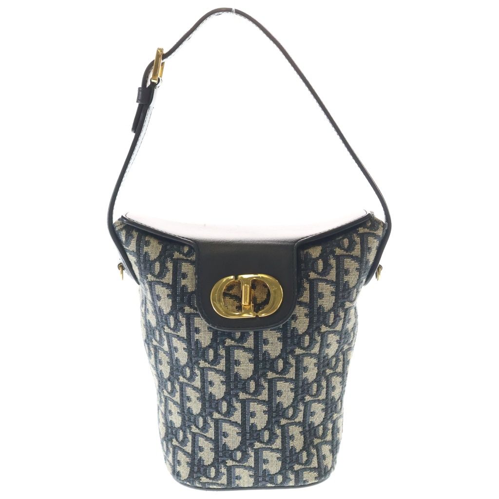 Dior 30 Monte New Di luamba Mini Bucket Bag Shoulder Bag Navy Leather Canvas Gold