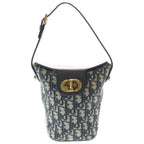 Dior 30 Monte New Di luamba Mini Bucket Bag Shoulder Bag Navy Leather Canvas Gold