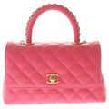 Chanel Herehandle 2-Way Mini Shoulder Bag Pink Caviar Leather Gold