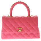 Chanel Herehandle 2-Way Mini Shoulder Bag Pink Caviar Leather Gold