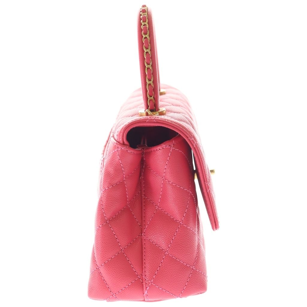 Chanel Herehandle 2-Way Mini Shoulder Bag Pink Caviar Leather Gold — view 3