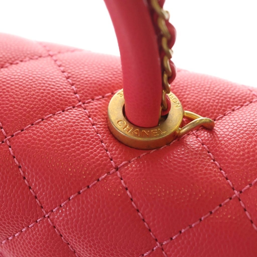 Chanel Herehandle 2-Way Mini Shoulder Bag Pink Caviar Leather Gold — view 7