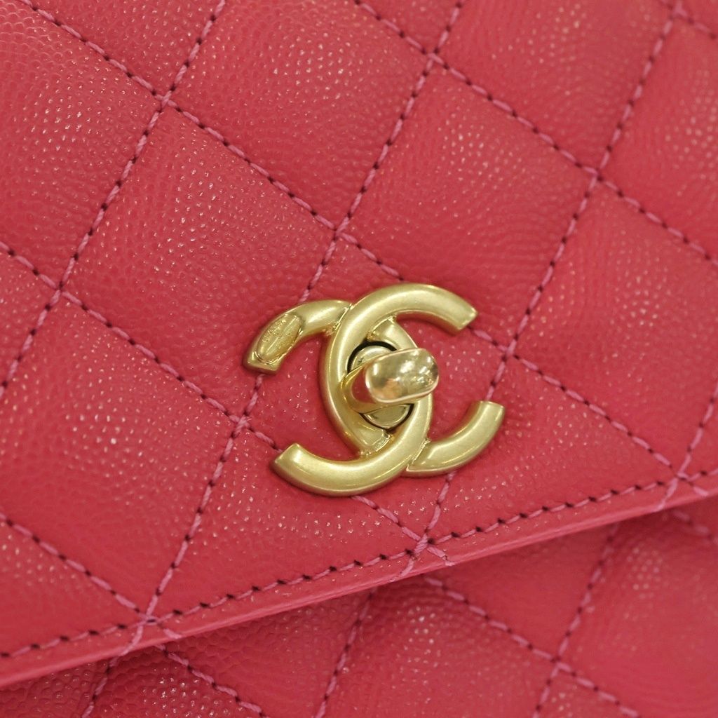 Chanel Herehandle 2-Way Mini Shoulder Bag Pink Caviar Leather Gold — view 6