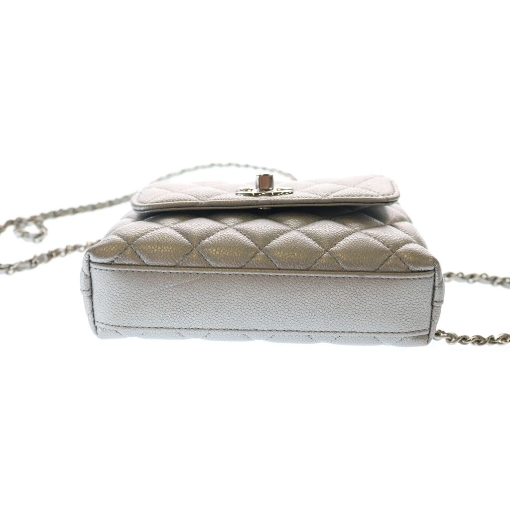 Chanel Herehandle Minimini 2-Way Mini Shoulder Bag Silver Caviar Leather — view 4