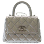 Chanel Herehandle Minimini 2-Way Mini Shoulder Bag Silver Caviar Leather