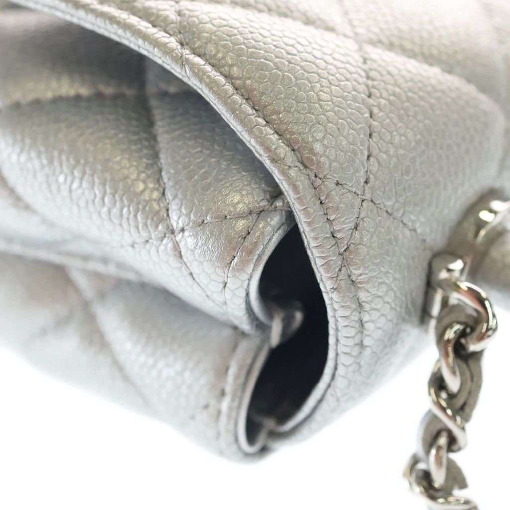 Chanel Herehandle Minimini 2-Way Mini Shoulder Bag Silver Caviar Leather — view 7